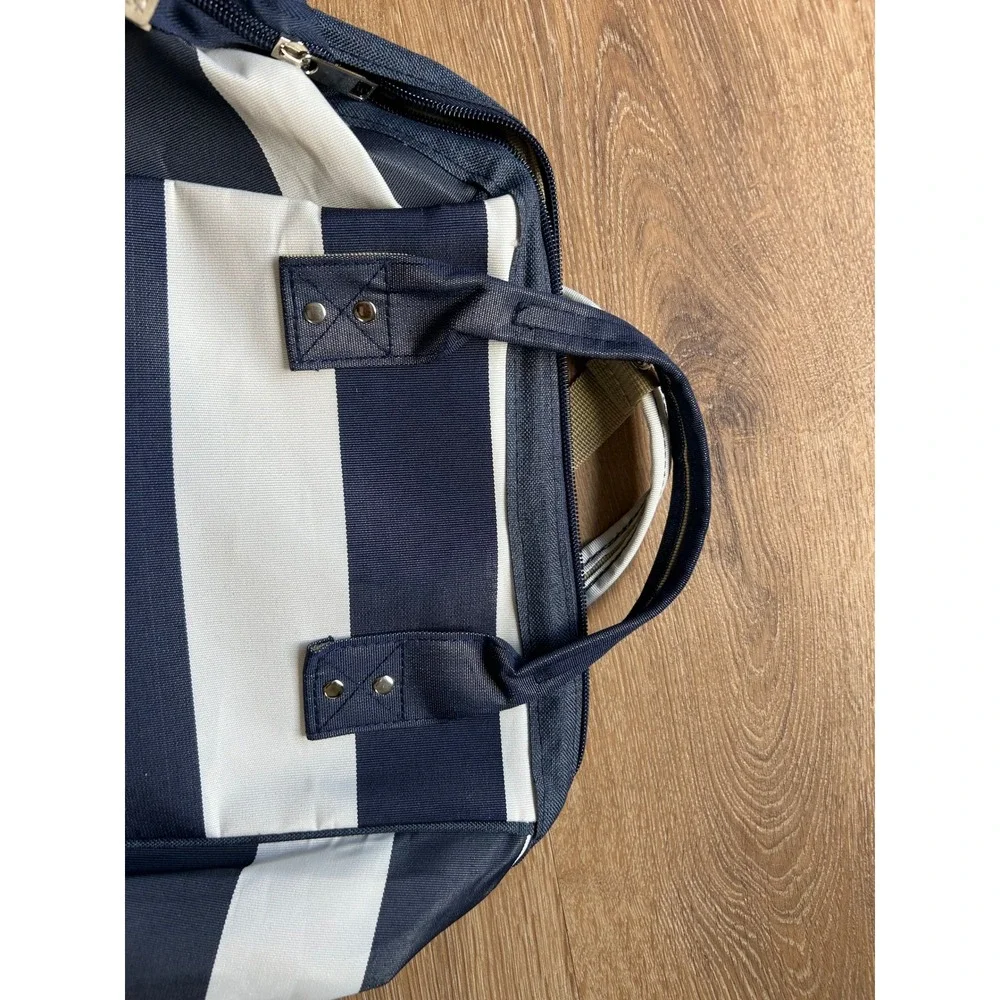 Moda West Striped Backpack Navy Blue White Doctor Bag Style NWT STYLE#4405